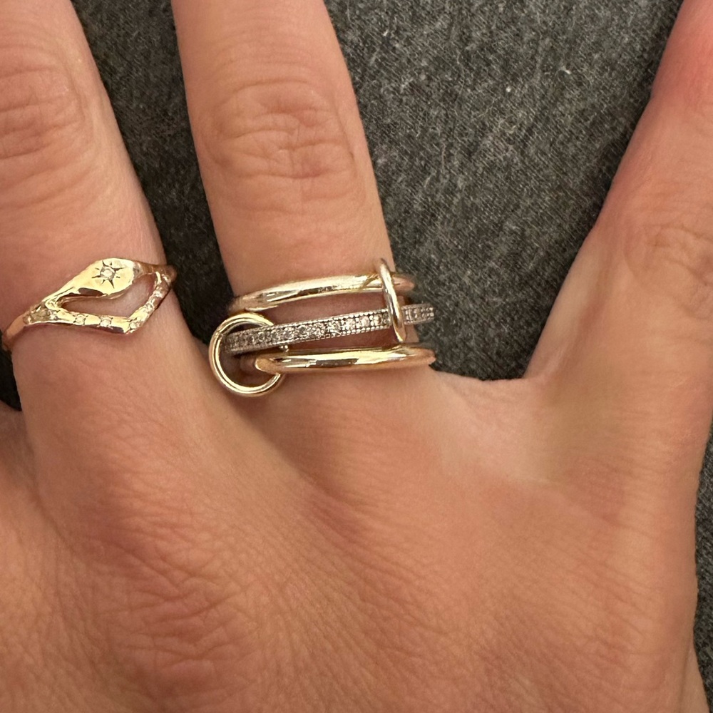 Gold and Pave 3 Link Ring